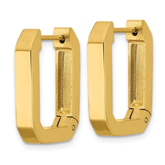 SRE1727 Chisel Stainless Steel Polished Yellow IP-plated Squared Edge 4mm Hinged Hoop Earrings