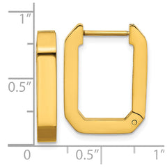 SRE1727 Chisel Stainless Steel Polished Yellow IP-plated Squared Edge 4mm Hinged Hoop Earrings