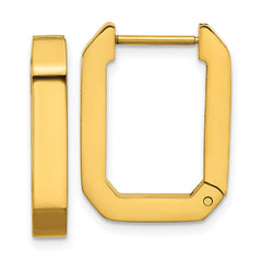 SRE1727 Chisel Stainless Steel Polished Yellow IP-plated Squared Edge 4mm Hinged Hoop Earrings