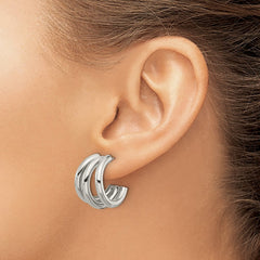 SRE1741 Chisel Stainless Steel Polished J Hoop Post Earrings