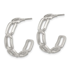 SRE1744 Chisel Stainless Steel Polished Open Link Post Hoop Earrings