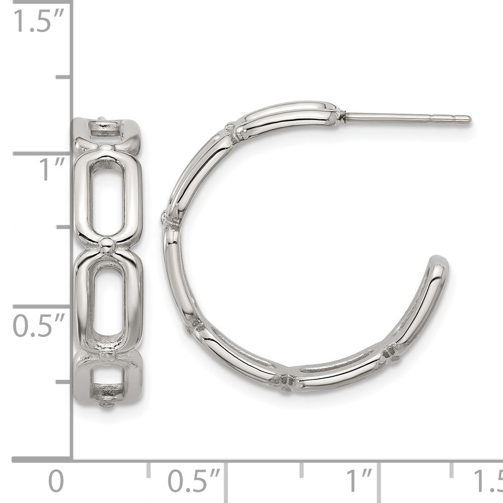 SRE1744 Chisel Stainless Steel Polished Open Link Post Hoop Earrings
