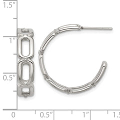 SRE1744 Chisel Stainless Steel Polished Open Link Post Hoop Earrings
