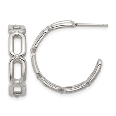 SRE1744 Chisel Stainless Steel Polished Open Link Post Hoop Earrings