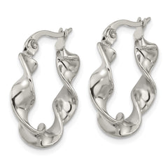 SRE1745 Chisel Stainless Steel Polished Twist Hoop Earrings
