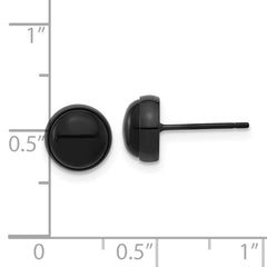 SRE1752 Chisel Stainless Steel Polished Black IP-plated Black Agate 8mm Post Earrings
