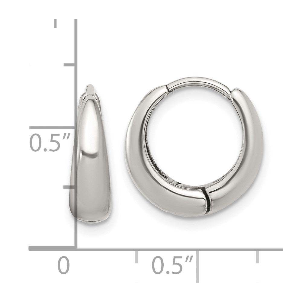 SRE1769 Chisel Stainless Steel Polished Tapered Hinged Hoop Earrings
