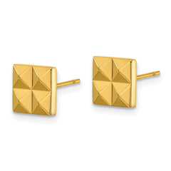 SRE1776 Chisel Stainless Steel Polished Yellow IP-plated Studded Square Post Earrings