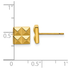 SRE1776 Chisel Stainless Steel Polished Yellow IP-plated Studded Square Post Earrings