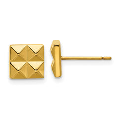 SRE1776 Chisel Stainless Steel Polished Yellow IP-plated Studded Square Post Earrings