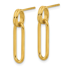 SRE1788 Chisel Stainless Steel Polished Yellow IP-plated Post Dangle Earrings