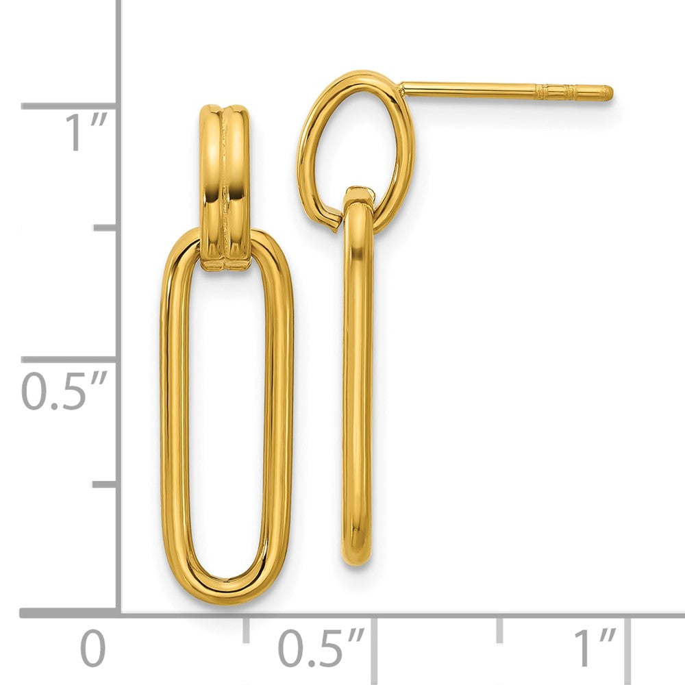 SRE1788 Chisel Stainless Steel Polished Yellow IP-plated Post Dangle Earrings