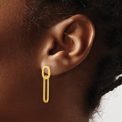 SRE1794 Chisel Stainless Steel Polished Yellow IP-plated Post Dangle Earrings