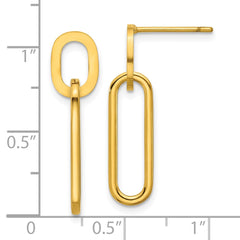 SRE1794 Chisel Stainless Steel Polished Yellow IP-plated Post Dangle Earrings