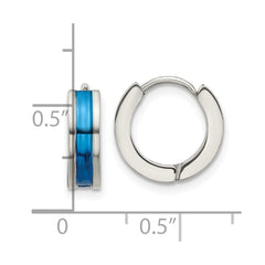 SRE1799 Stainless Steel Polished Blue IP-plated Center 4mm Hoop Earrings