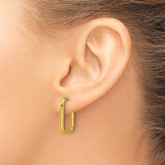 SRE1809 Stainless Steel Polished Yellow IP 2.5mm Square Hinged Hoop Earrings