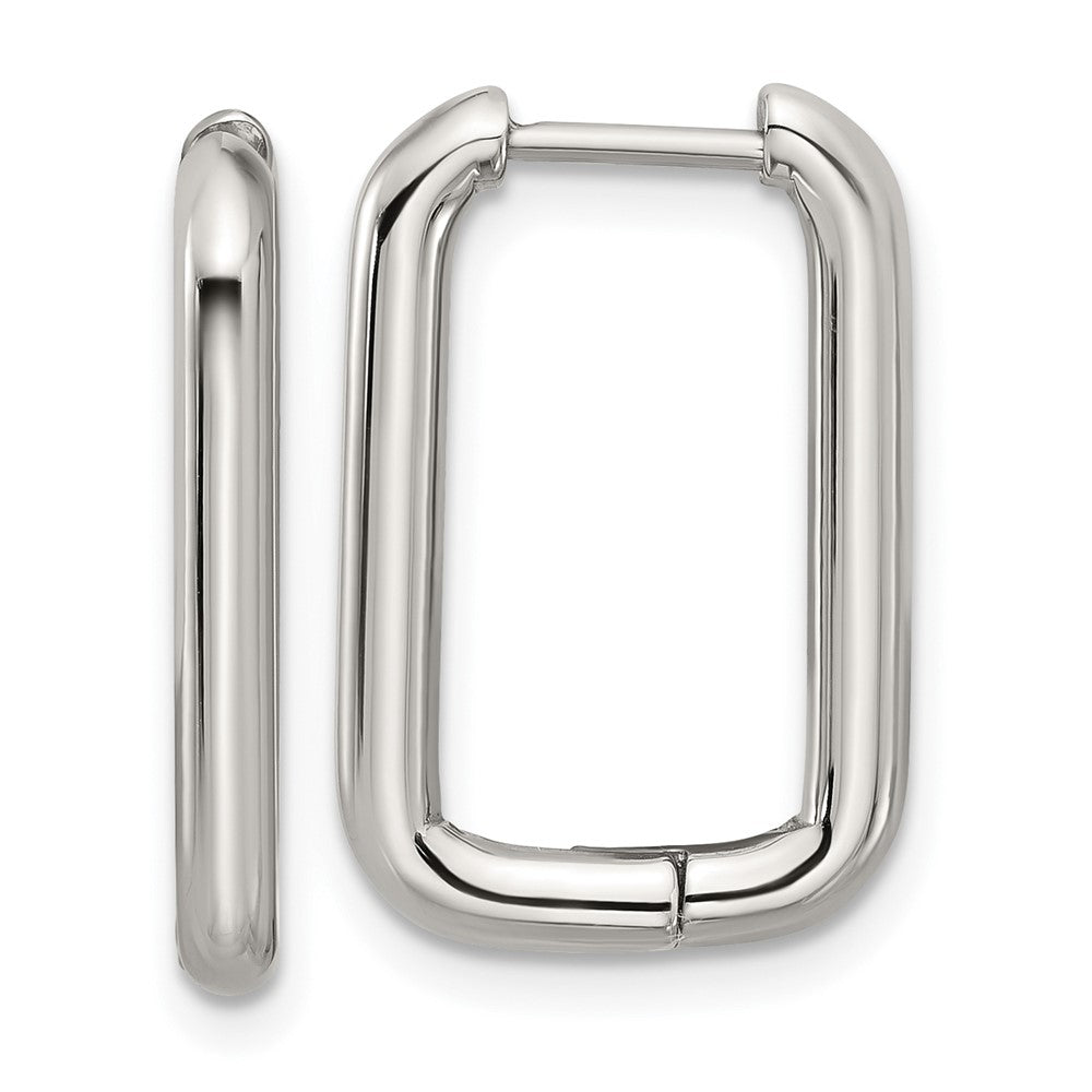 SRE1810 Stainless Steel Polsihed 2.5mm Square Hinged Hoop Earrings