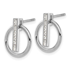 SRE1815 Chisel Stainless Steel Polished with Preciosa Crystal Post Dangle Earrings