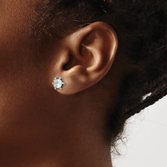 SRE303 Chisel Stainless Steel Antiqued and Polished CZ Post Earrings