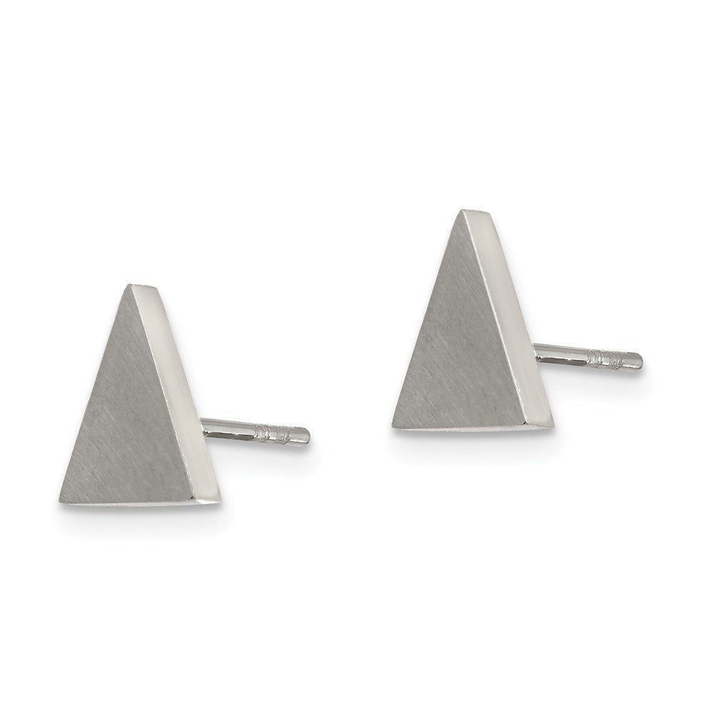 SRE327 Chisel Stainless Steel Brushed Triangle Post Earrings