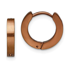 SRE370 Chisel Stainless Steel Brushed Brown IP-plated 2mm Hinged Hoop Earrings
