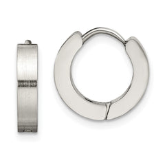 SRE376 Chisel Stainless Steel Brushed and Polished 3mm Hinged Hoop Earrings
