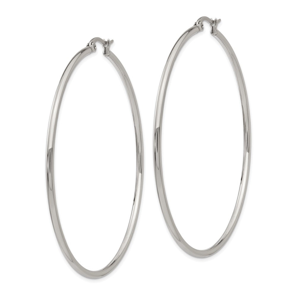 SRE400 Chisel Stainless Steel Polished 60mm Diameter 2mm Hoop Earrings
