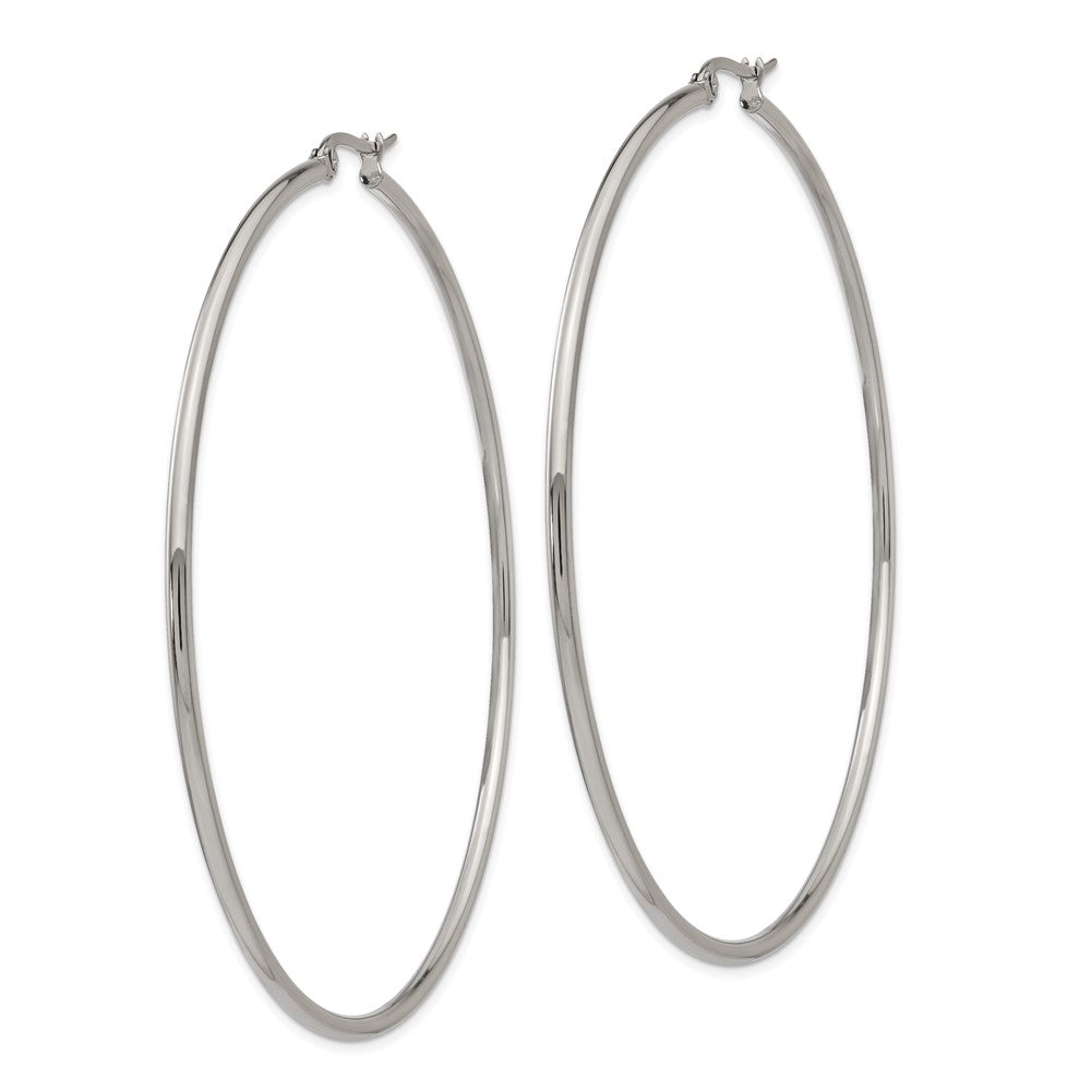 SRE401 Chisel Stainless Steel Polished 70mm Diameter 2mm Hoop Earrings
