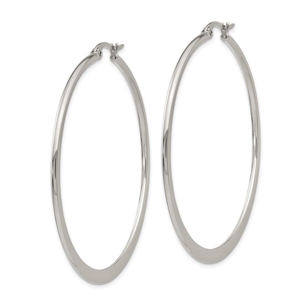 SRE402 Chisel Stainless Steel Polished 50mm Diameter Hoop Earrings