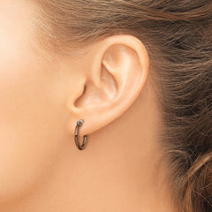 SRE407 Chisel Stainless Steel Polished Brown IP-plated 15.5mm Diameter 2mm Hoop Earrings