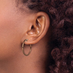 SRE409 Chisel Stainless Steel Polished Brown IP-plated 26mm Diameter 2mm Hoop Earrings