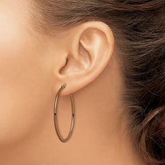 SRE411 Chisel Stainless Steel Polished Brown IP-plated 40mm Diameter 2mm Hoop Earrings
