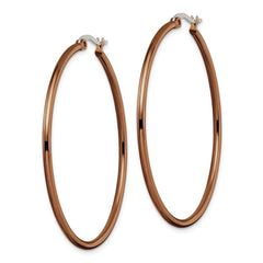 SRE412 Chisel Stainless Steel Polished Brown IP-plated 48mm Diameter 2mm Hoop Earrings