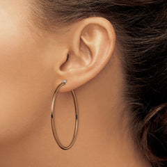 SRE412 Chisel Stainless Steel Polished Brown IP-plated 48mm Diameter 2mm Hoop Earrings