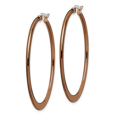 SRE420 Chisel Stainless Steel Polished Brown IP-plated 43mm Diameter Tapered Hoop Earrings