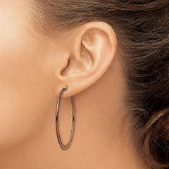 SRE420 Chisel Stainless Steel Polished Brown IP-plated 43mm Diameter Tapered Hoop Earrings