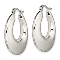 SRE506 Chisel Stainless Steel Polished Teardrop Hollow Hoop Earrings