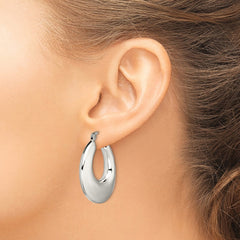 SRE506 Chisel Stainless Steel Polished Teardrop Hollow Hoop Earrings