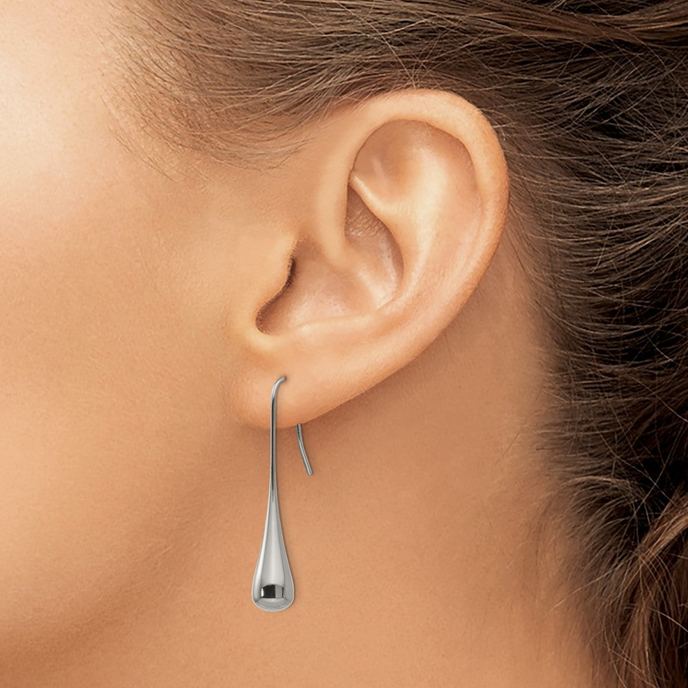 SRE535 Chisel Stainless Steel Polished Shepherd Hook Earrings