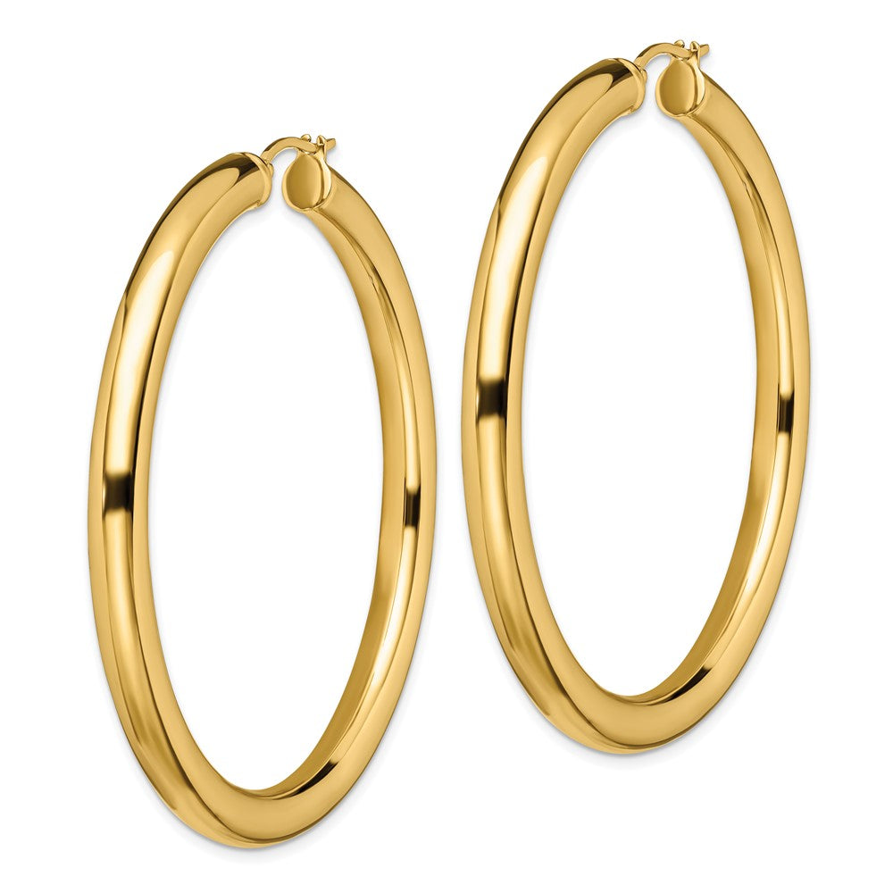 SRE541GP Chisel Stainless Steel Polished Yellow IP-plated Hoop Earrings