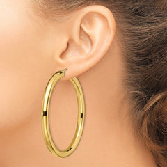 SRE541GP Chisel Stainless Steel Polished Yellow IP-plated Hoop Earrings