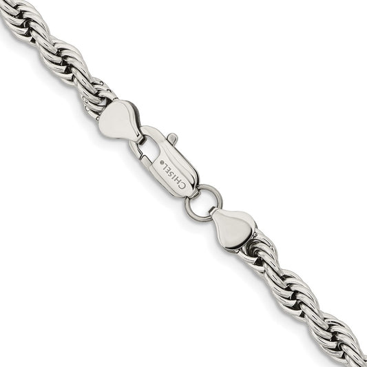 Chisel Stainless Steel Polished 6mm 24 inch Rope ChainSRN1243