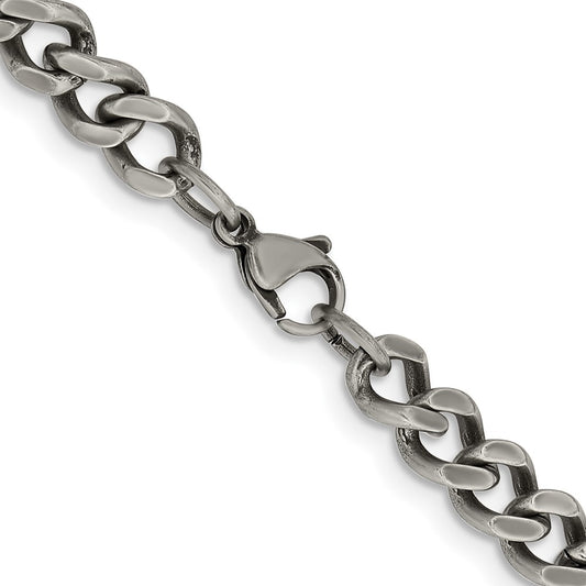 Chisel Stainless Steel Oxidized 7.5mm 24 inch Curb ChainSRN1611