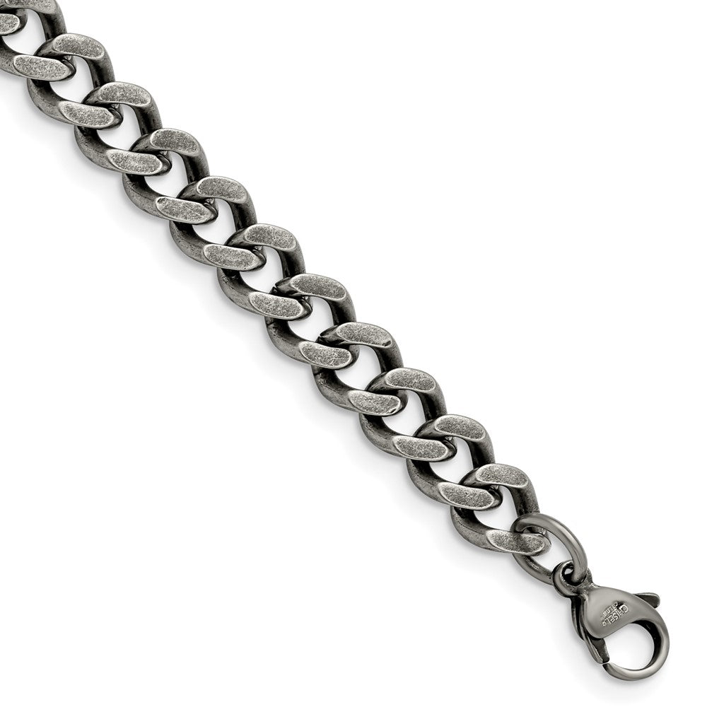 Chisel Stainless Steel Oxidized 7.5mm 8 inch Curb Chain SRN1611-8