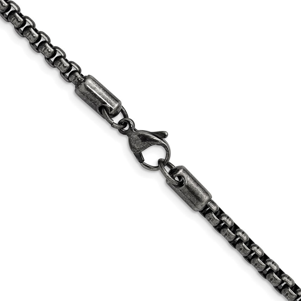 Chisel Stainless Steel Antiqued and Polished 3.9mm 22 inch Rounded Box ChainSRN1893
