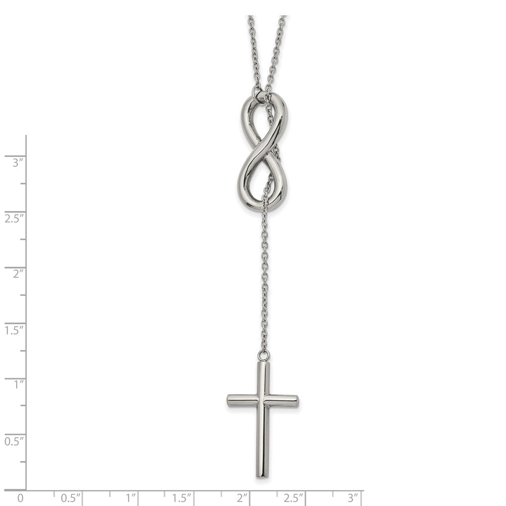 Chisel Stainless Steel Polished Cross/Infinity Adjustable up to 25 inch Slipon Cable Chain Necklace SRN2573