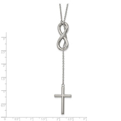 Chisel Stainless Steel Polished Cross/Infinity Adjustable up to 25 inch Slipon Cable Chain Necklace SRN2573