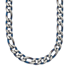 Chisel Stainless Steel Brushed and Polished Blue IP-plated 7.5mm 24 inch Necklace SRN2817