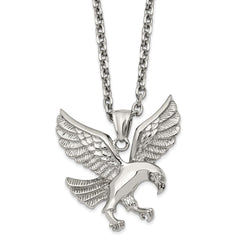 Chisel Stainless Steel Polished Eagle Pendant on a 24 inch Cable Chain Necklace SRN2853-24