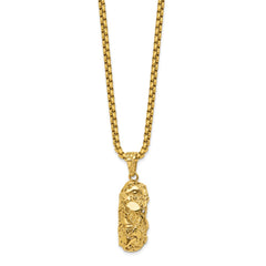 Chisel Stainless Steel Polished and Textured Yellow IP-plated Nugget Dog Tag 22 inch Box Chain NecklaceSRN3130-22
